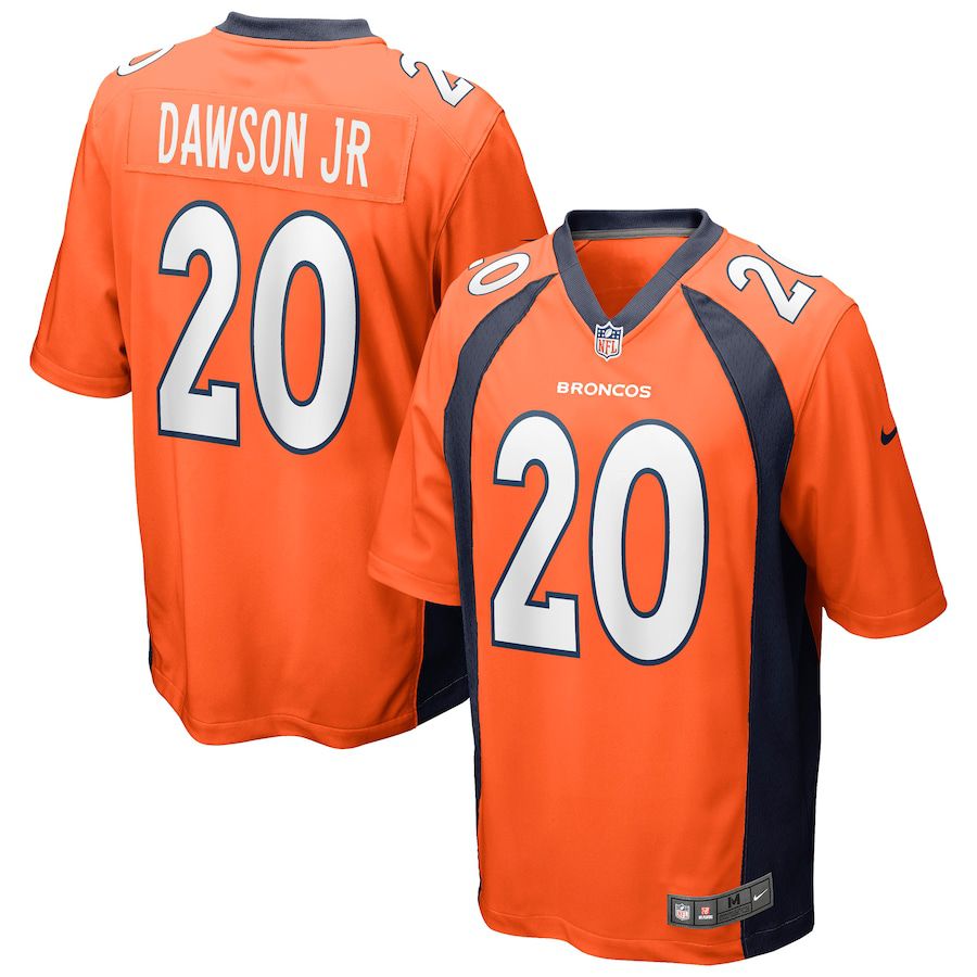 Men Denver Broncos #20 Duke Dawson Jr Nike Orange Game NFL Jersey